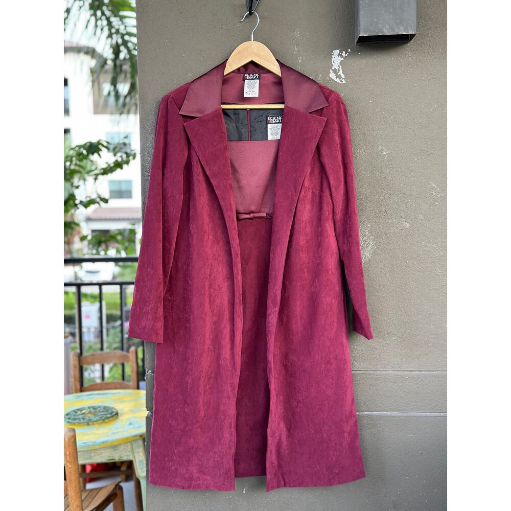 Classic Women's Burgundy Suede Trench Coat - Vintage Style